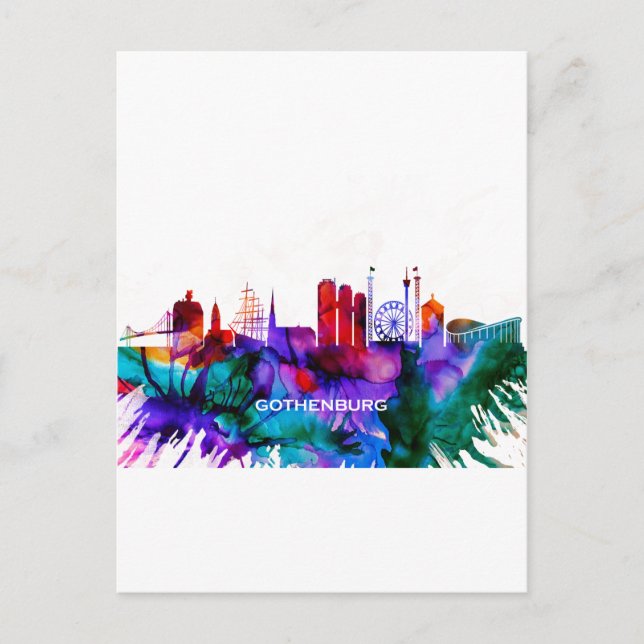 Cartão Postal De Convite Gotemburgo Skyline (Frente)