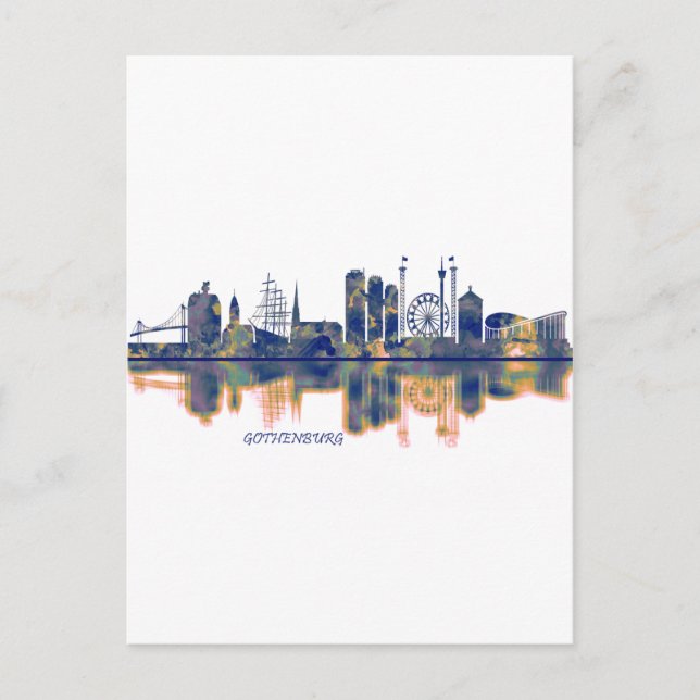 Cartão Postal De Convite Gotemburgo Skyline (Frente)