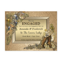 Gótico - Noivado de couro Dourado Steampunk