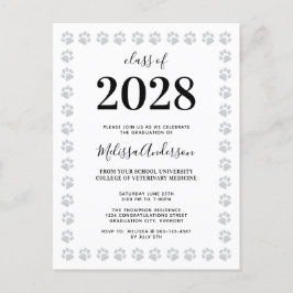 Cartão Postal De Convite Graduação das impressões reluzentes de prata branc
