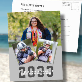 Cartão Postal De Convite Graduação de Foto com Script 3 Moderno em Negrito 