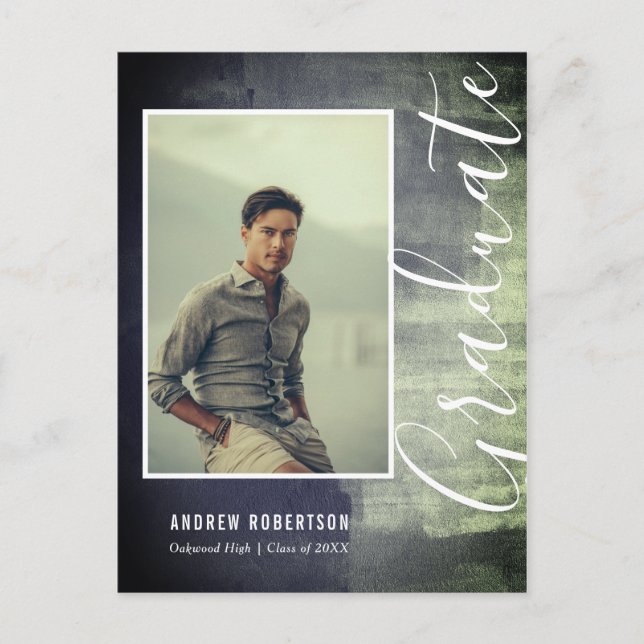 Cartão Postal De Convite Graduação de Foto do Shimmer abstrato Rustic (Frente)