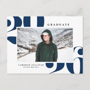 Cartão Postal De Convite Graduação de Fotografia com Tipografia Azul-marinh