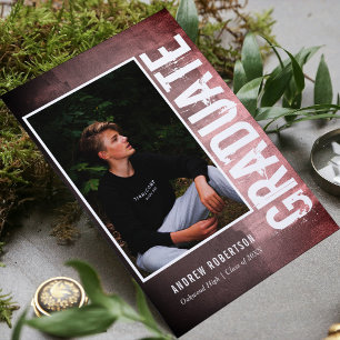 Cartão Postal De Convite Graduação de Fotos em Urban Grunge