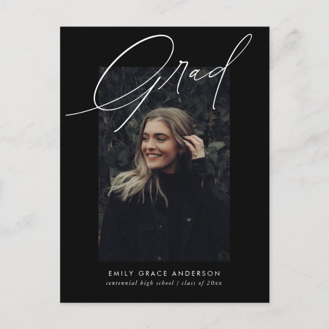 Cartão Postal De Convite Graduação de Script de Tendy Calliografia Elegante (Frente)