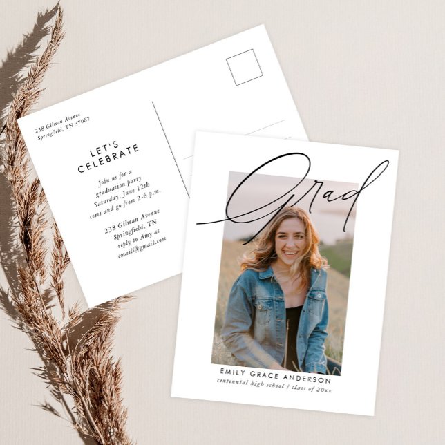 Cartão Postal De Convite Graduação de Script de Tendy Calliografia Elegante (Criador carregado)