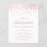 Graduação Elegante Faux Rosa Gold Foil Confetti