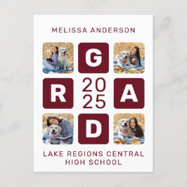 Cartão Postal De Convite Graduação Exclusiva da Colagem de Fotos de Formand