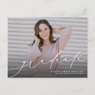 Cartão Postal De Convite graduação horizontal de script elegante do formand