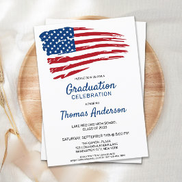 Cartão Postal De Convite Graduação Militar Patriótica Americana Flag Usa