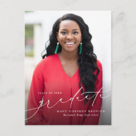 Cartão Postal De Convite Graduação vertical do script elegante do formando