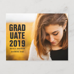 Cartão Postal De Convite Graduado moderno ousado de 2019