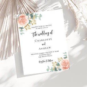 Cartão Postal De Convite Granulado de ouro de rosa floral detalhes do códig