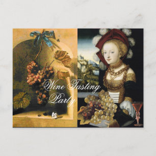 CARTÃO POSTAL DE CONVITE GRAPAS ANTIQUAS VINHARRADAS E PROVANDO DE VINHOS