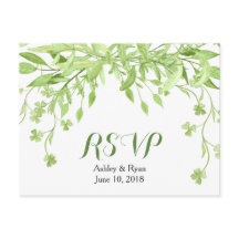 Greenery Clover Floral Wedding RSVP