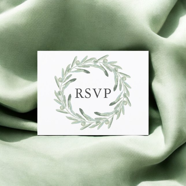 Cartão Postal De Convite Greenery Olive Wedding RSVP (Criador carregado)