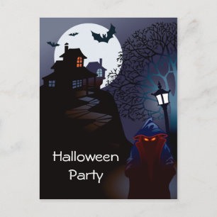 Cartão Postal De Convite Grim Reaper Hunted Halloween Party