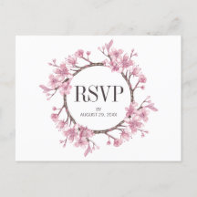 Grinalda Floral de Cerejeira Rosa Casamento RSVP