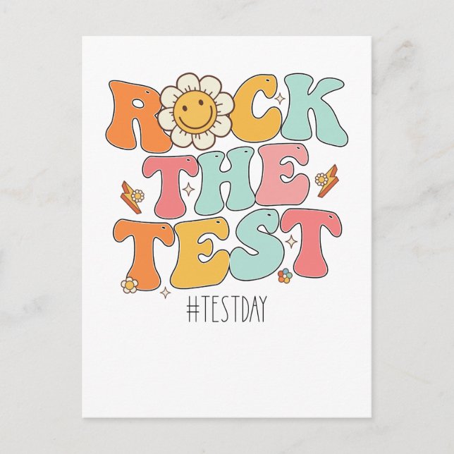 Cartão Postal De Convite Groovy Rock The Test Motivational Testing Day (Frente)