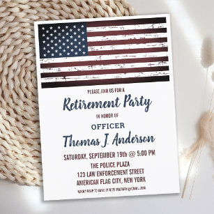 Cartão Postal De Convite Grunge American Bandeira Polícia Militar