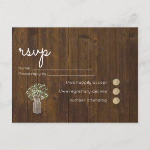 Cartão Postal De Convite Gypsophila Bebês Breath Simple Casamento RSVP