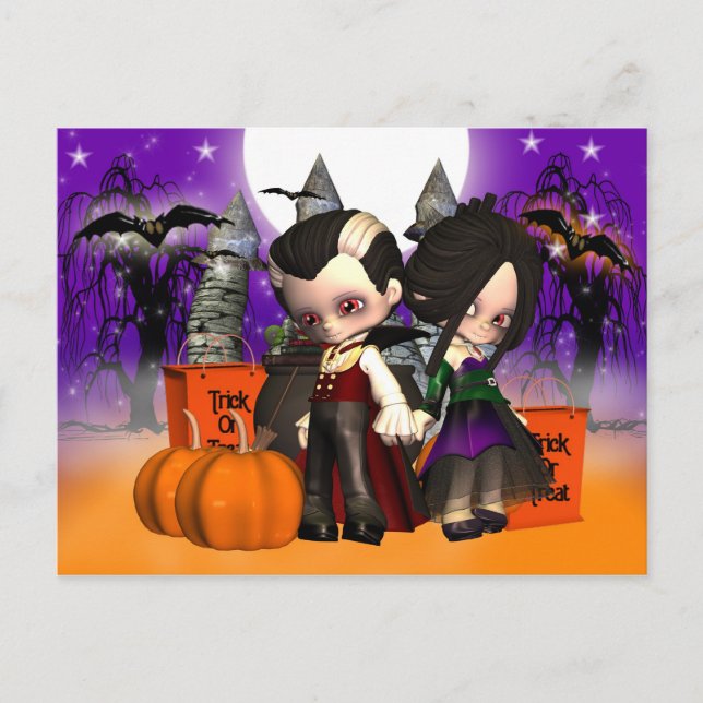 Cartão Postal De Convite Halloween, celebração de Halloween, Noite de Hallo (Frente)