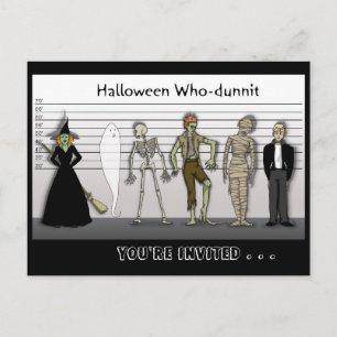 Cartão Postal De Convite Halloween Who-Dunnit Invite