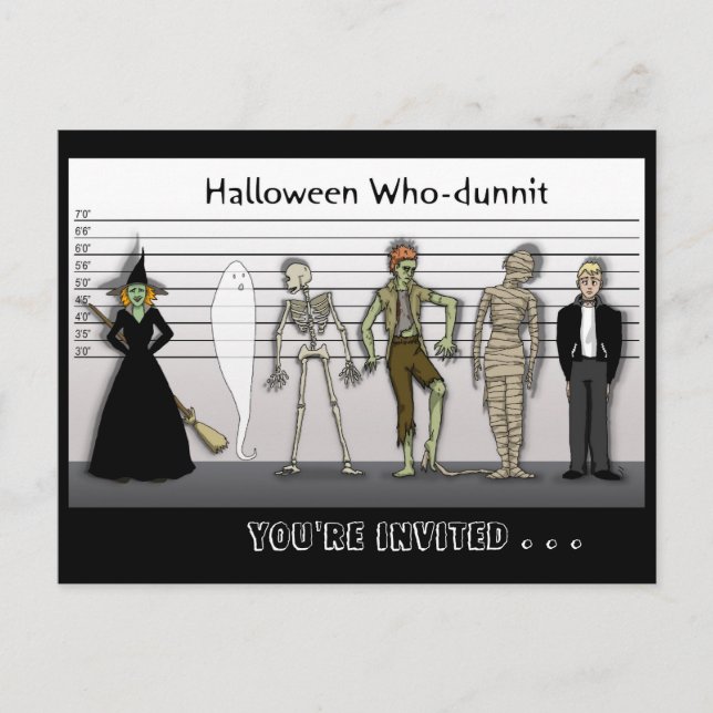 Cartão Postal De Convite Halloween Who-Dunnit Invite (Frente)