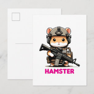 Cartão Postal De Convite Hamster Tático