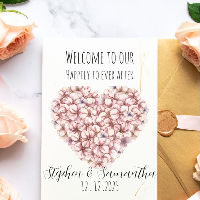 Cartão Postal De Convite Happily Ever After Party 3D flowers  wedding  (Criador carregado)