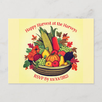Cartão Postal De Convite Happy Harvest Cornucopia