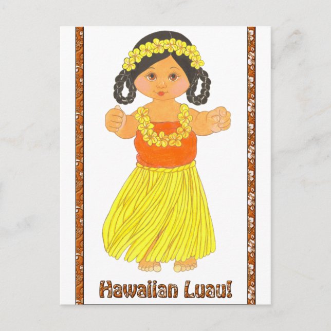 Cartão Postal De Convite Hawaiian Luau Postcard Invtions (Frente)