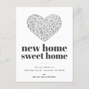 Cartão Postal De Convite Heart New Home Sweet Home