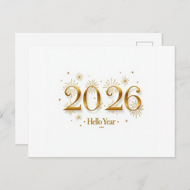 Cartão Postal De Convite Hello 2026 Invitation –Elegant New Year Party Card (Frente/Verso)