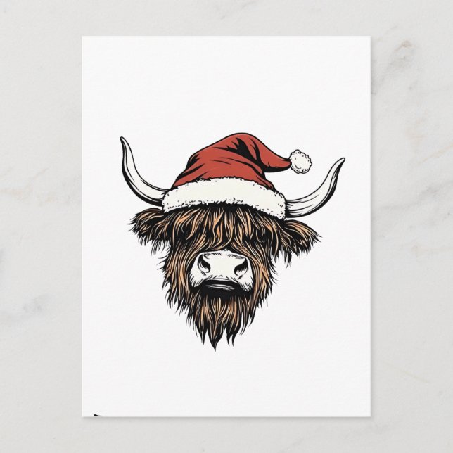 Cartão Postal De Convite Highland Cow Christmas Xmas Papais noeis Wooly Faz (Frente)