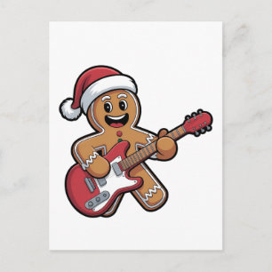 Cartão Postal De Convite Homem de Biscoito de Gengibre Toca Guitarra Elétri