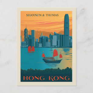 Cartão Postal De Convite Hong Kong   Salvar a data