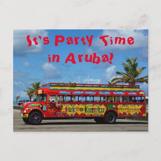 Cartão Postal De Convite Hora do Partido em Aruba (Frente)
