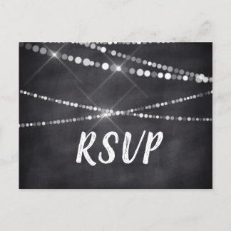 Cartão Postal De Convite Horário de Verão Luzes Chalkboard Weding RSVP