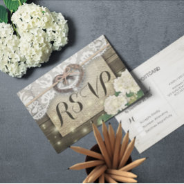 Cartão Postal De Convite Horsfere Hydrangea Wood Wedding RSVP Resposta gent