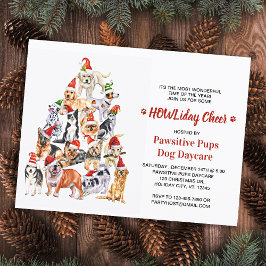Cartão Postal De Convite HOWLiday Cheer Dog Lover Natal Pet Business