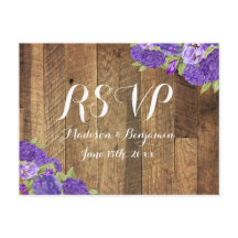 Hydrangea Barn Wood Casamento RSVP Postcard2