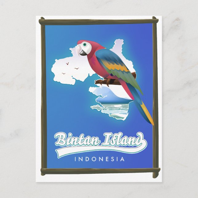 Cartão Postal De Convite ilha Bintan Indonésia mapa de viagem (Frente)