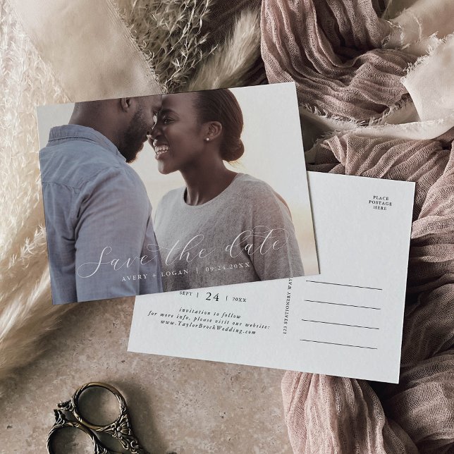 Cartão Postal De Convite Imagem Escura Horizontal do Script Elegante Salvar (Criador carregado)