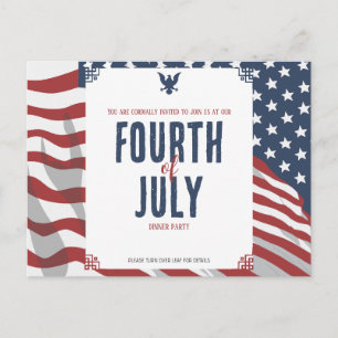 Cartão Postal De Convite Independência Estrelada 4 de Julho