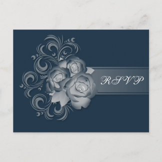 Cartão Postal De Convite Inserção de RSVP de Sonho Azul
