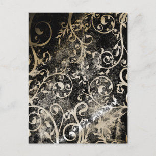Cartão Postal De Convite Inv Chá de casamento Gótico de Grunge Damask Dis