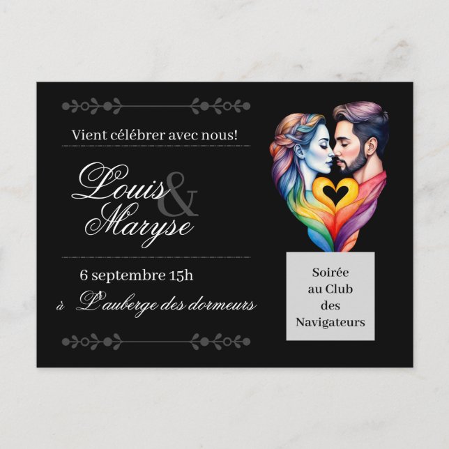 Cartão Postal De Convite Invitation de mariages | Faire-part (Frente)