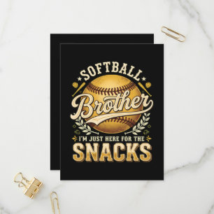 Cartão Postal De Convite Irmão de Softball Divertido Lanches Esportes