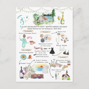 Cartão Postal De Convite Itinerário de Fim de Semana Bachelorette   Lago Mi